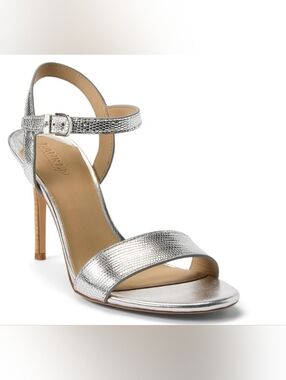 Lauren Ralph Lauren Silver Metallic Ankle-Strap Sandal